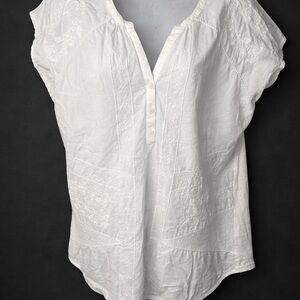 KÜHL White Embroidered Cotton Blouse Short Sleeve Casual Top